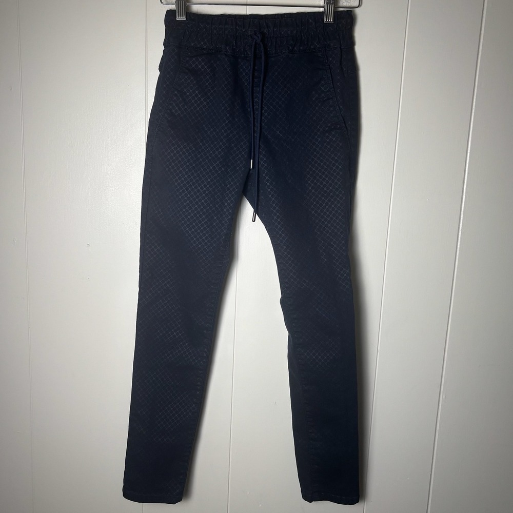 Flog Diamond Pattern Drawstring Waist Pants,‎ Women's Size 24, Dark Navy Blue